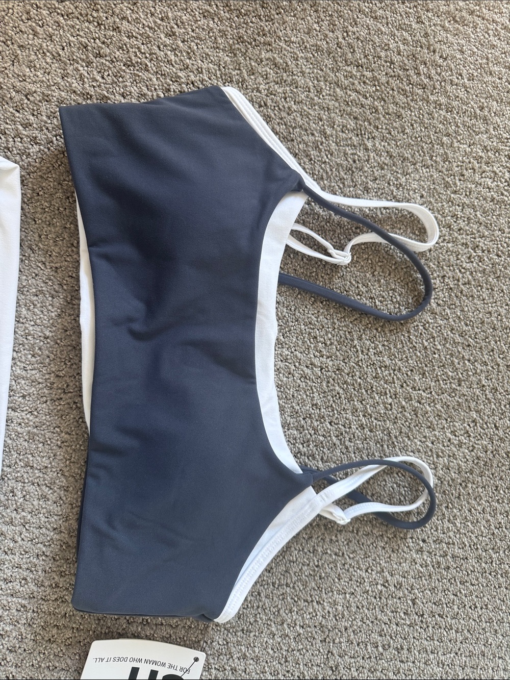 Goldhinge Navy and White Sport Bra with High-Waist Shorts - Picture 4 of 4